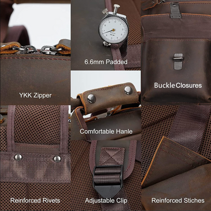 Genuine Leather Backpack Rucksack Travel