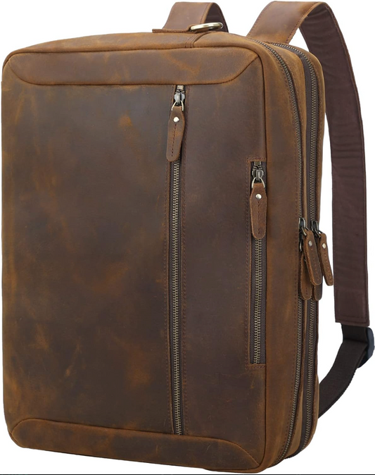 Genuine Leather Briefcase Messenger Backpack