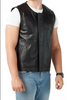 Men's Leather Vest Real Black Waistcoat