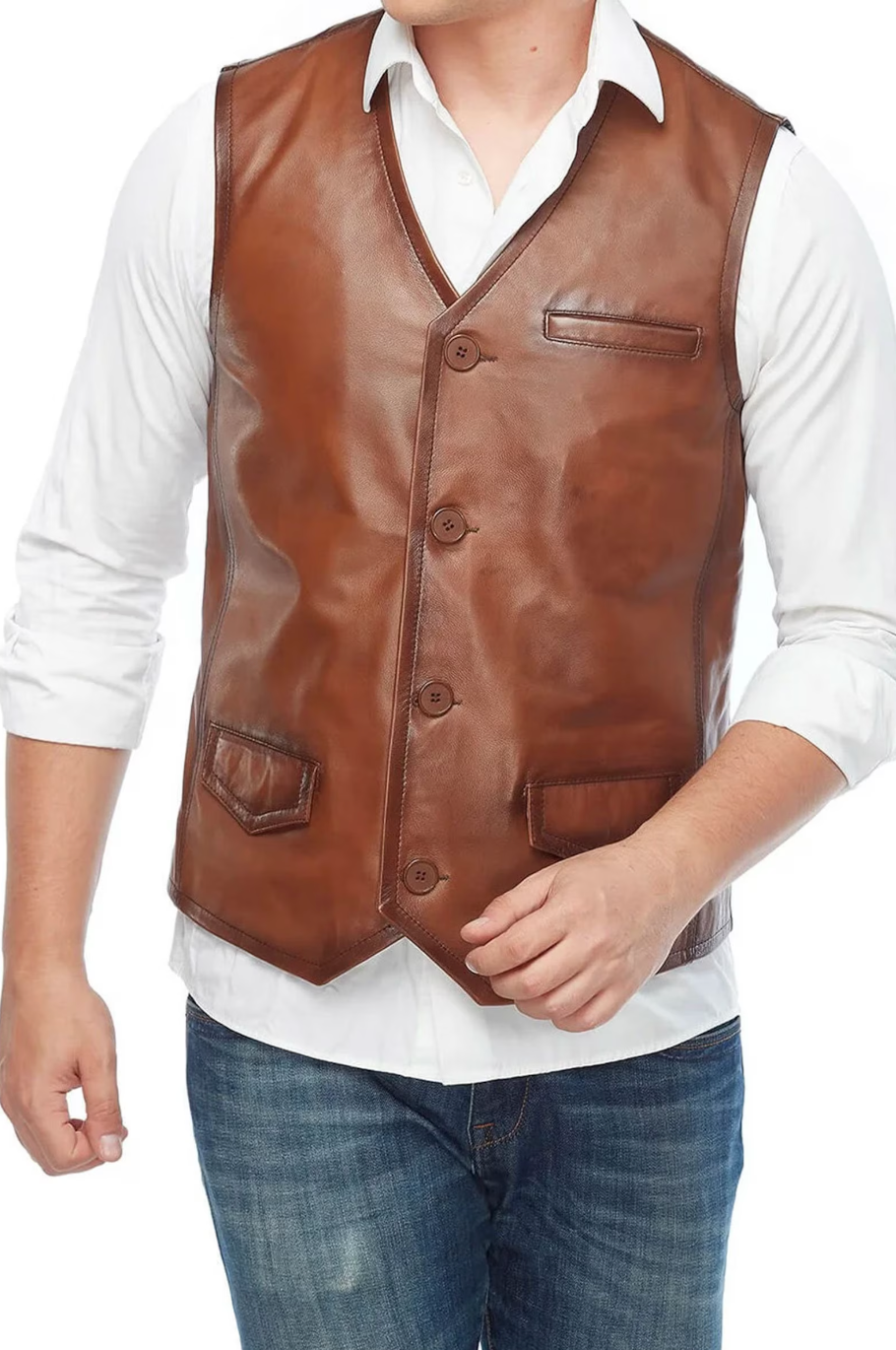 Cowboy Genuine Leather Motorcycle Vest