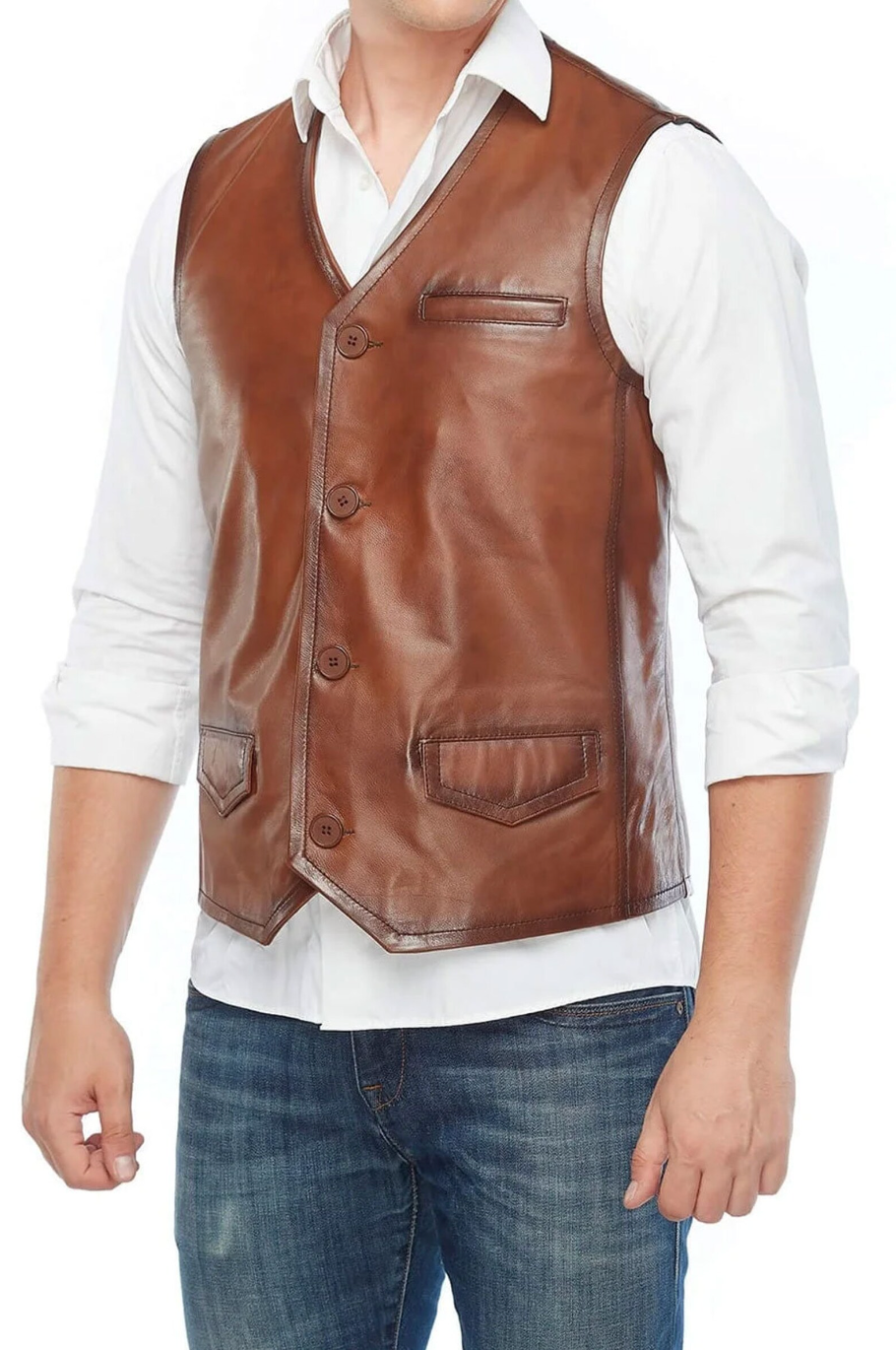 Cowboy Genuine Leather Motorcycle Vest