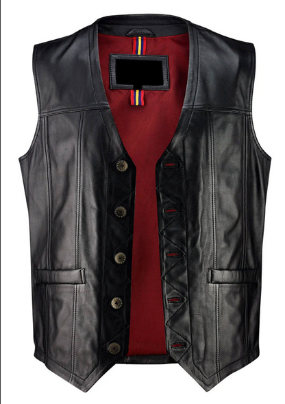 Cowboy Biker Leather Vest Buttoned