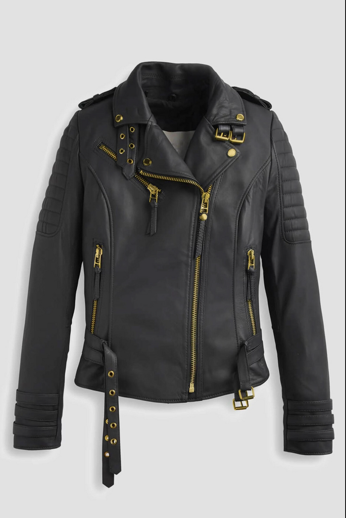 Women's Real Leather Bomber Biker Jacket