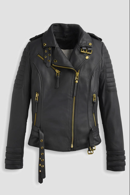 Women's Real Leather Bomber Biker Jacket