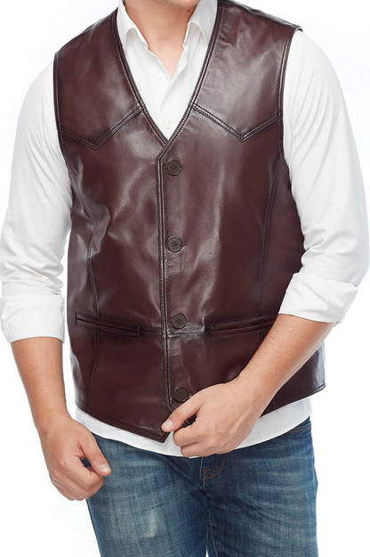 Handmade Genuine Leather Distressed Vest