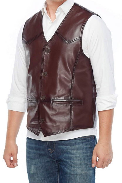 Handmade Genuine Leather Distressed Vest