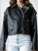 Women Cropped Lace Up Leather Jacket