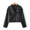 Women Cropped Lace Up Leather Jacket