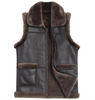 Men's Coffee Brown Real Fur Sleeveless Vest