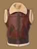 Men's Brown Aviator Faux Shearling Leather Vest