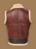 Men's Brown Aviator Faux Shearling Leather Vest