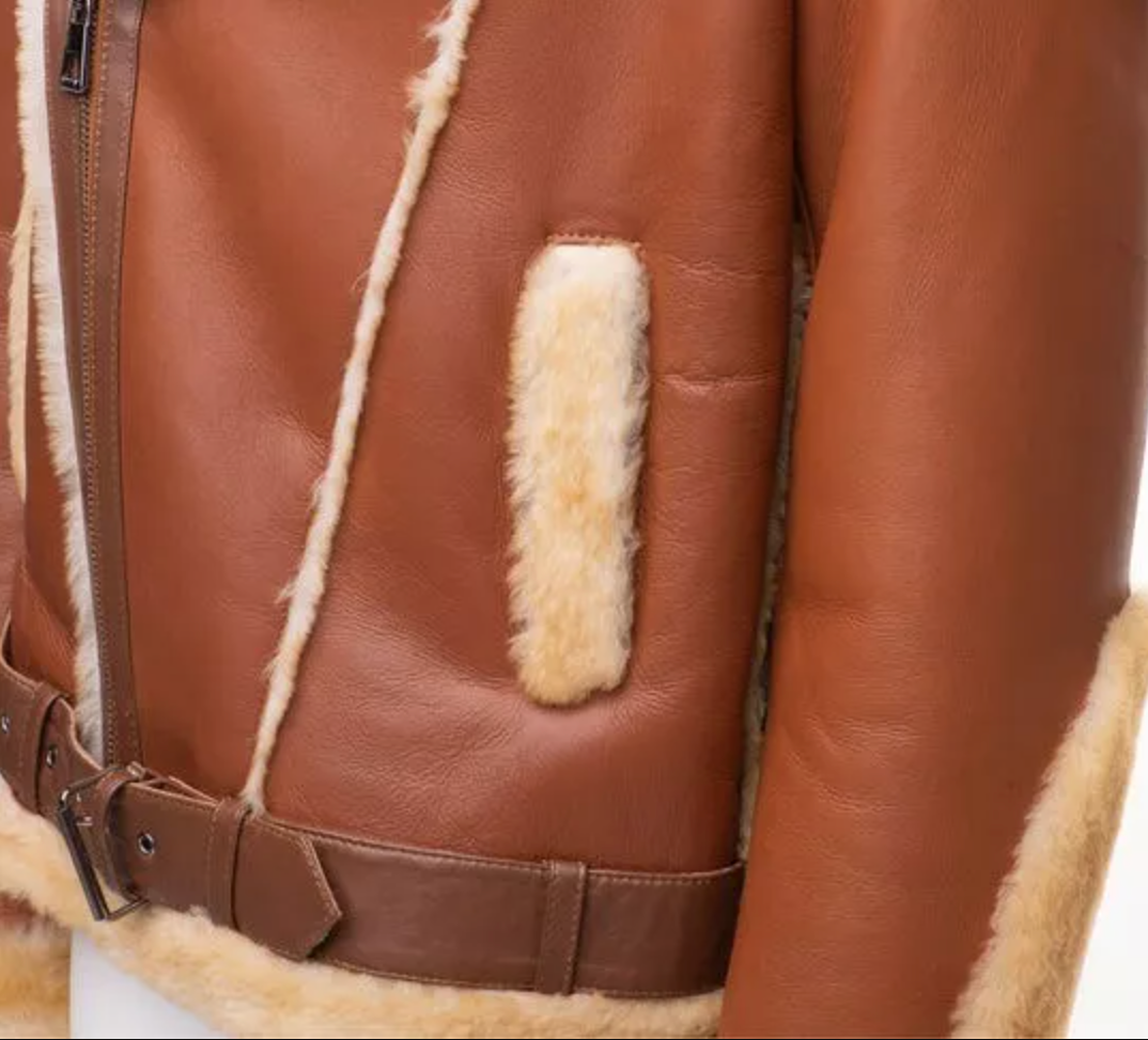 Men's Aviator Bomber Fur Shearling Leather Jacket