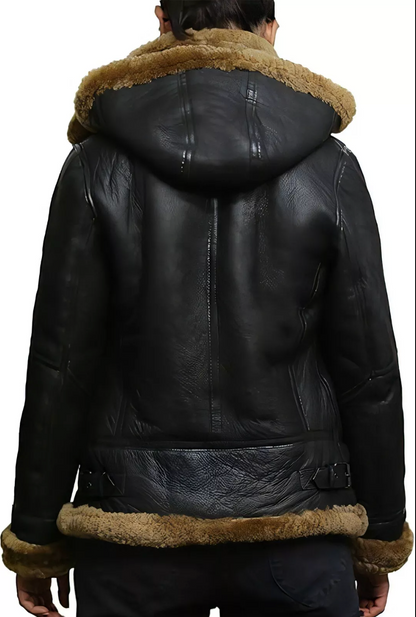 Women's Black Aviator Shearling B3 Leather Jacket