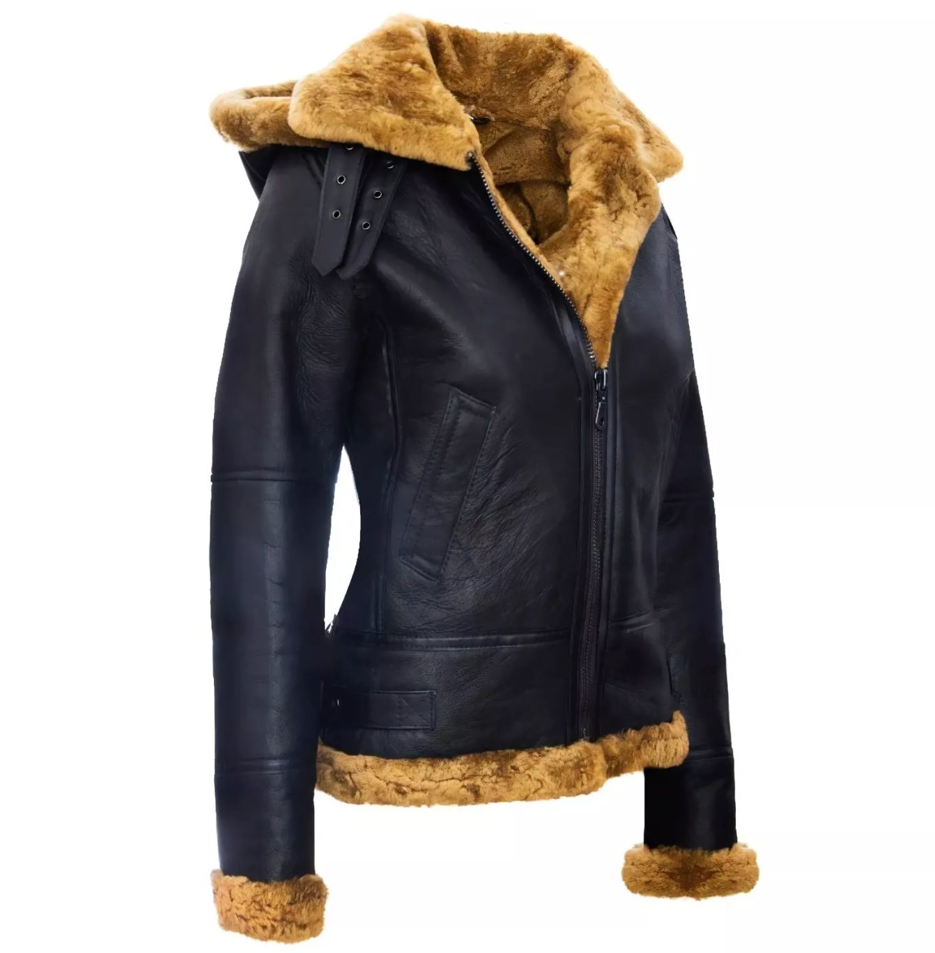 Women's Black Aviator Shearling B3 Leather Jacket