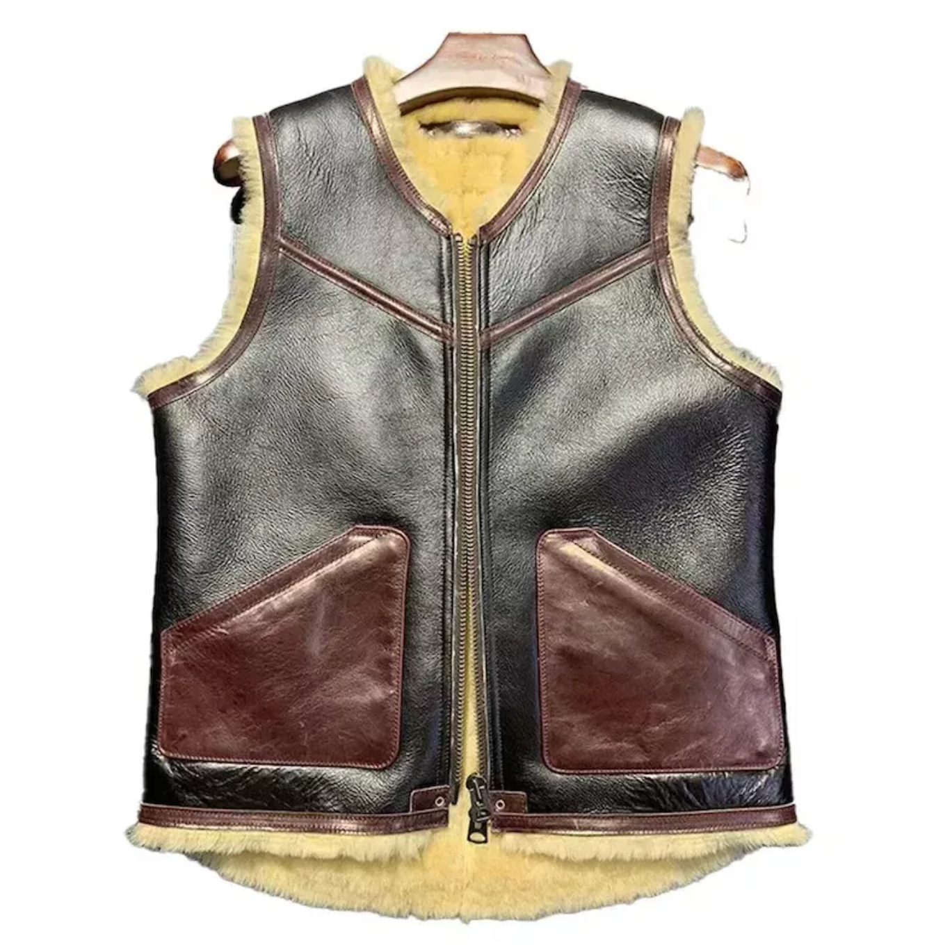 Men's Genuine Leather Biker Vest Coat