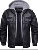 Slim fit Hooded leather jacket