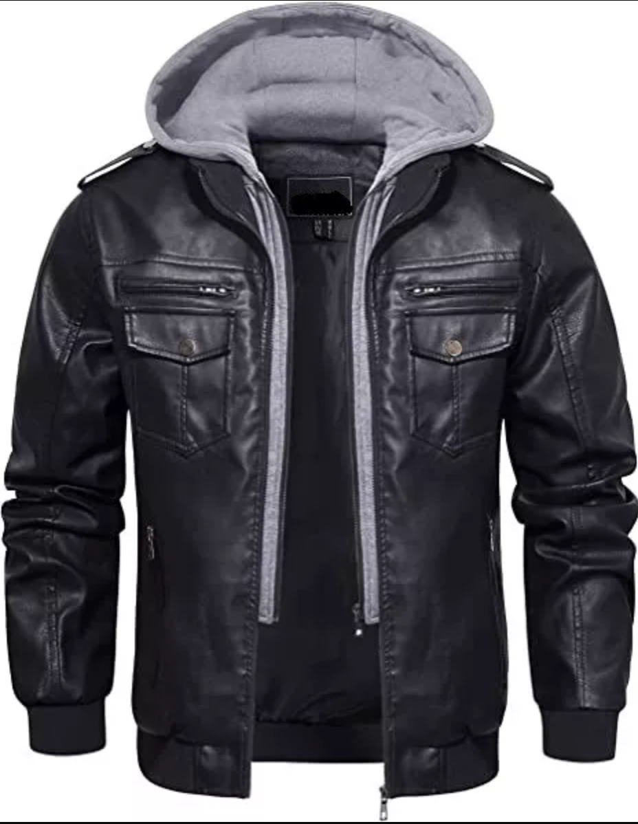 Slim fit Hooded leather jacket