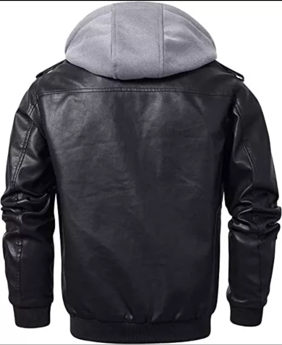 Slim fit Hooded leather jacket