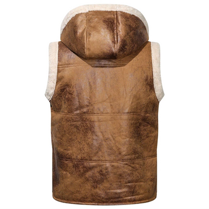 Men's Brown Aviator Sheepskin Leather Vest