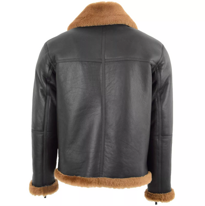 Brown Fur Shearling Leather Winter Jacket