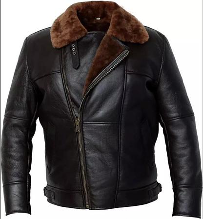 Men's Aviator Real Sheepskin Leather And shearling jacket