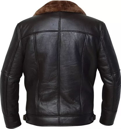 Men's Aviator Real Sheepskin Leather And shearling jacket