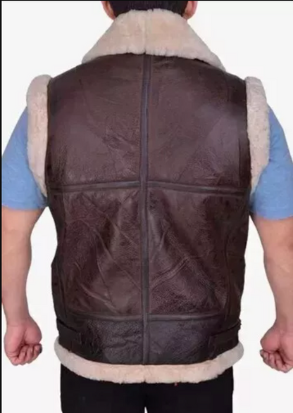 Men's Stylish Brown Genuine Leather Vest