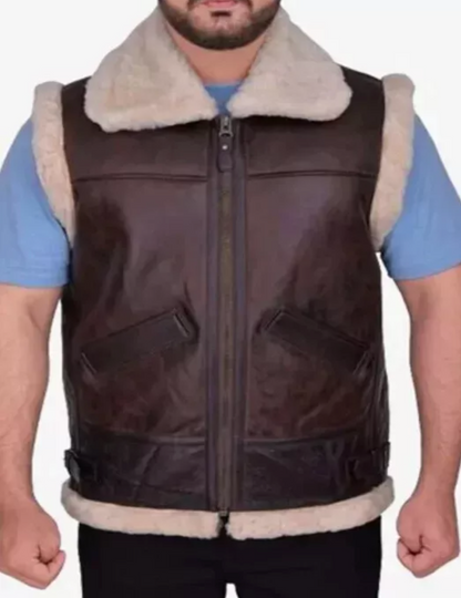 Men's Stylish Brown Genuine Leather Vest