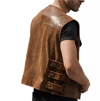 Men’s Biker Sleeveless Vest Real Leather