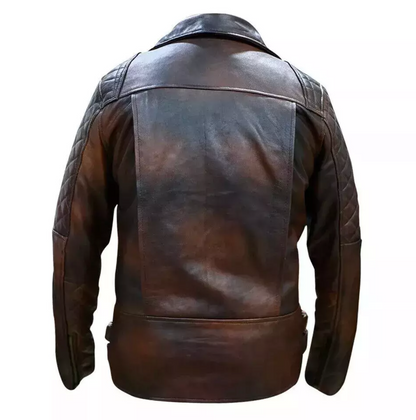 Real Leather Distressed Brown Jacket Men's