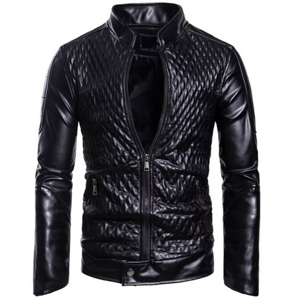 Diamond Style Slim fit Black Leather Jacket