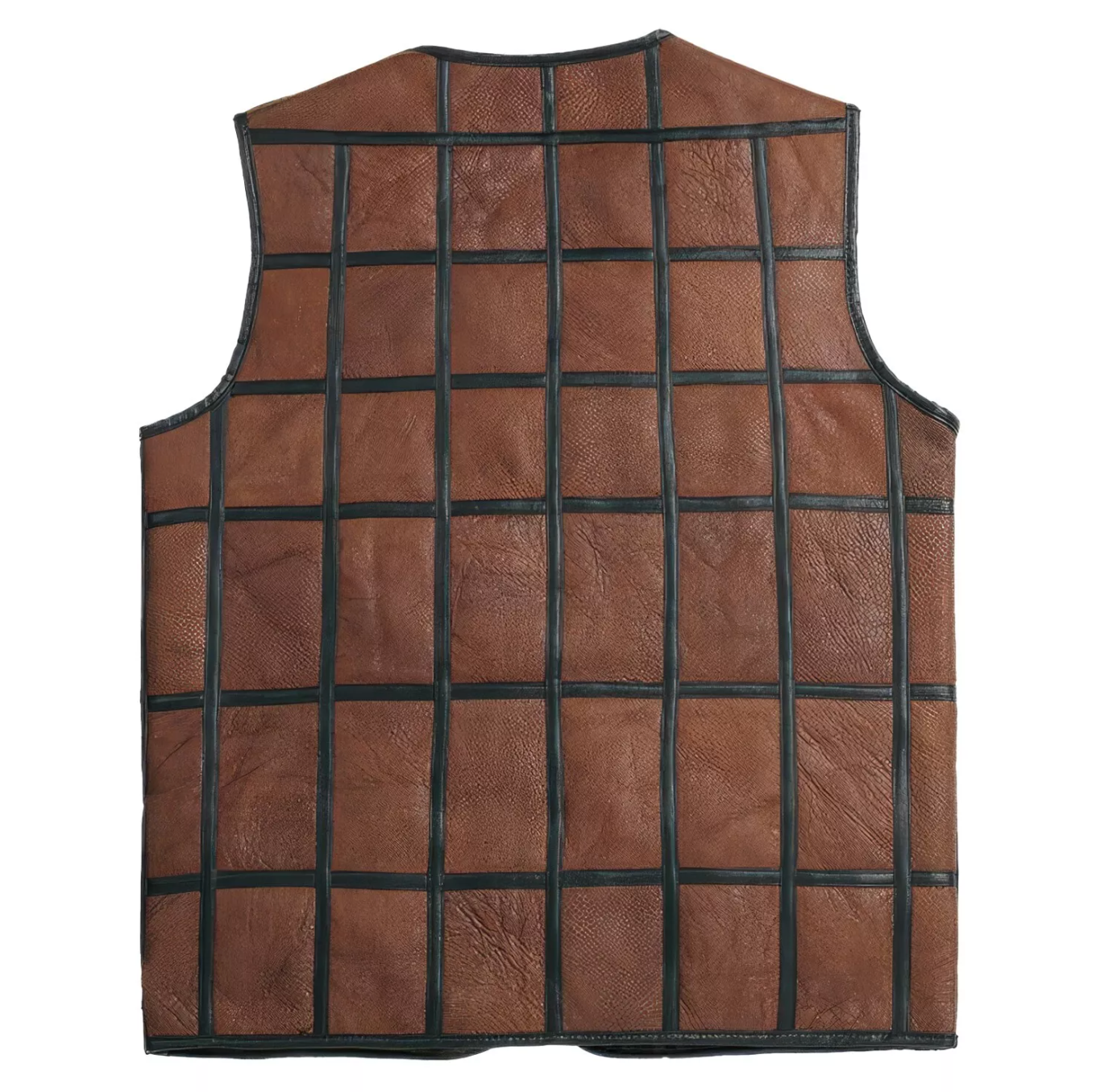 Men's Distressed Striped Design Leather Vest