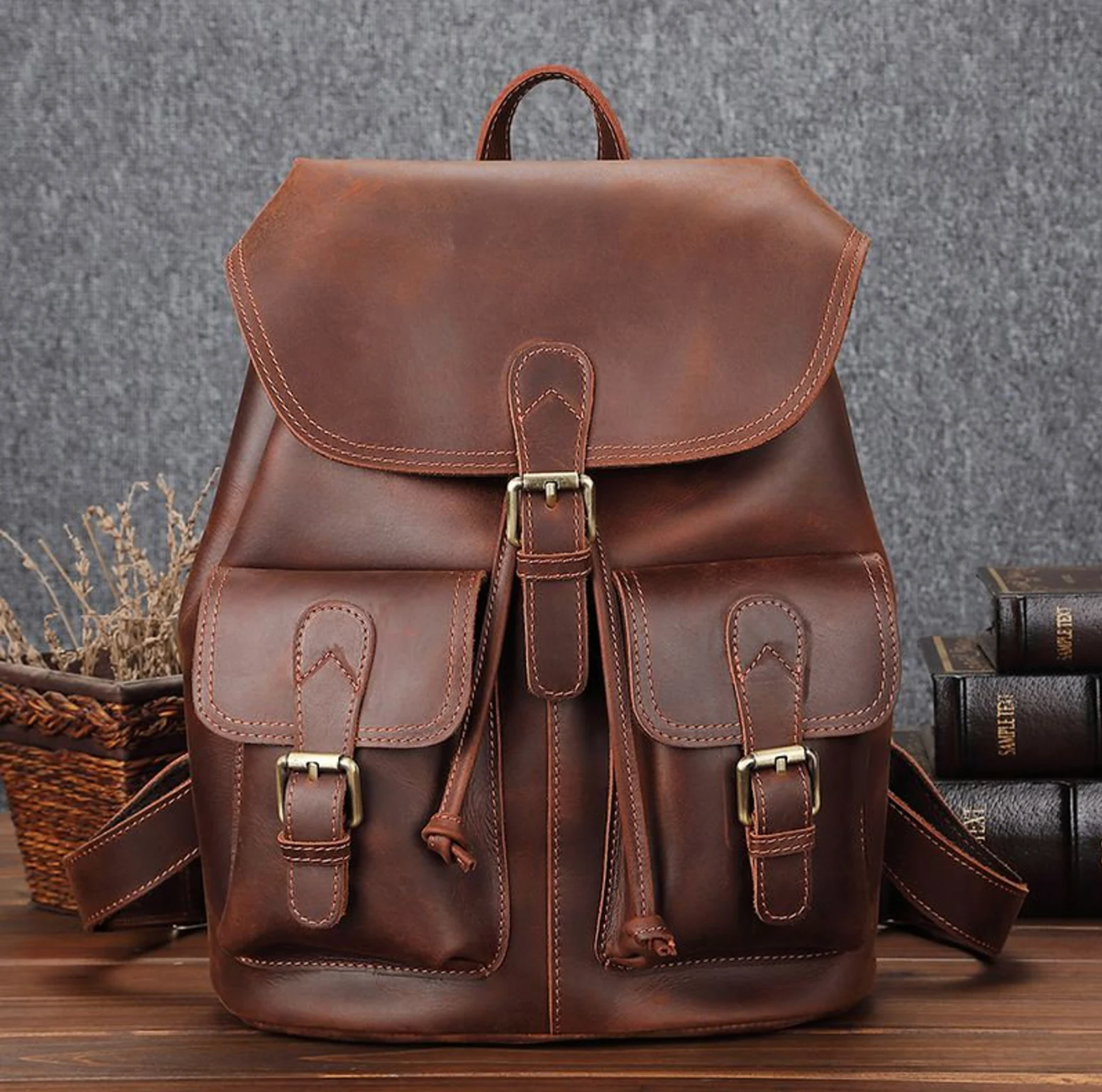 Genuine Leather Rucksack Backpack