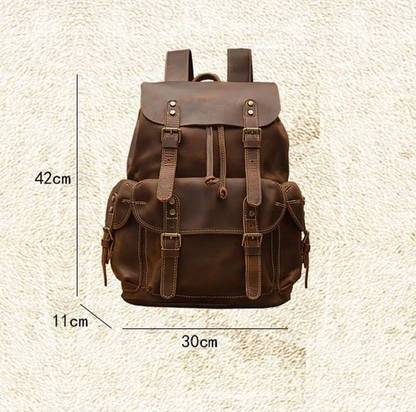 Leather Overnight Backpack Rucksack