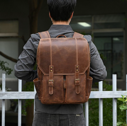 Retro Real Leather Backpack