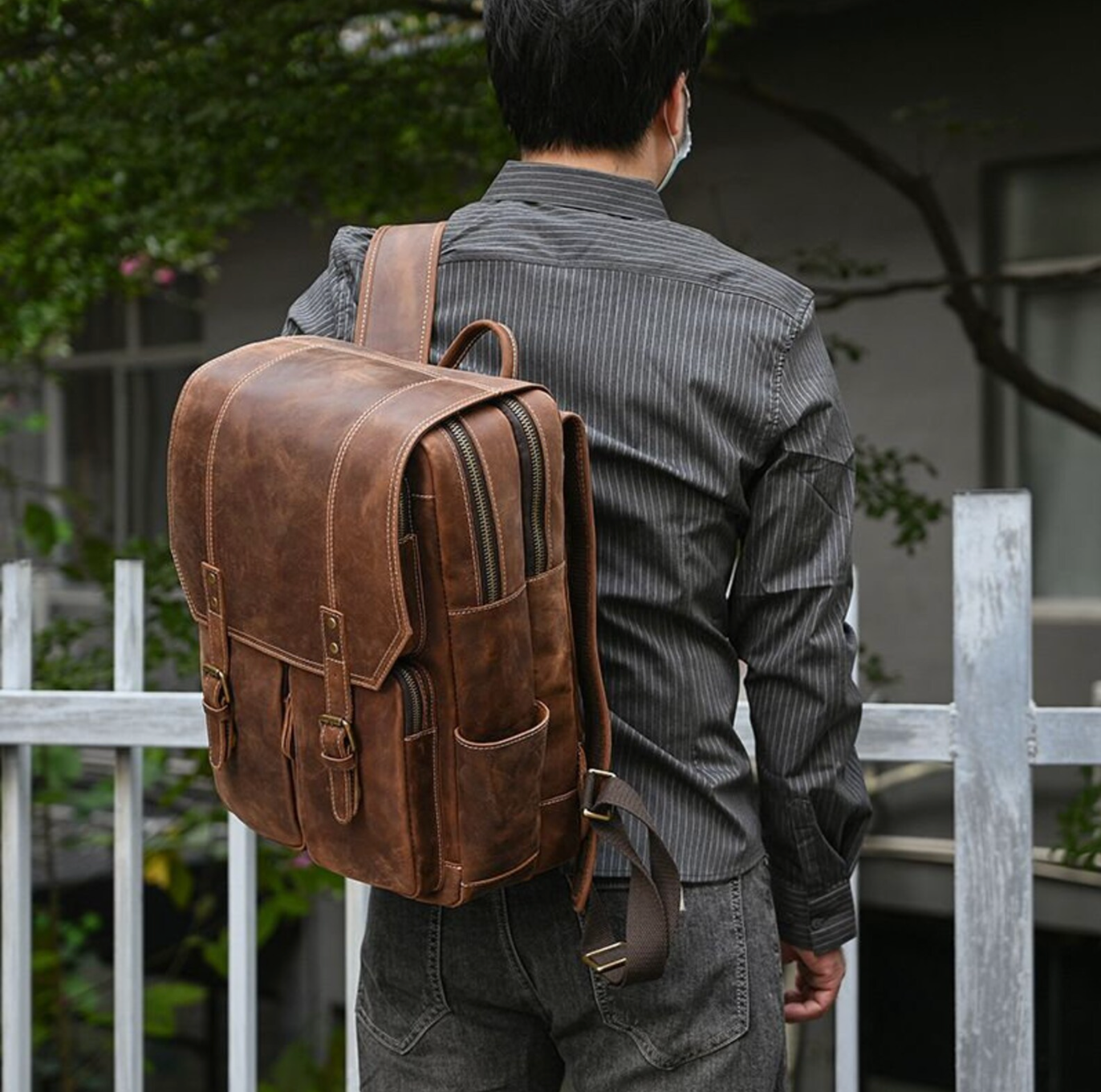 Retro Real Leather Backpack