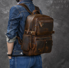 Vintage Leather Travel Laptop Backpack