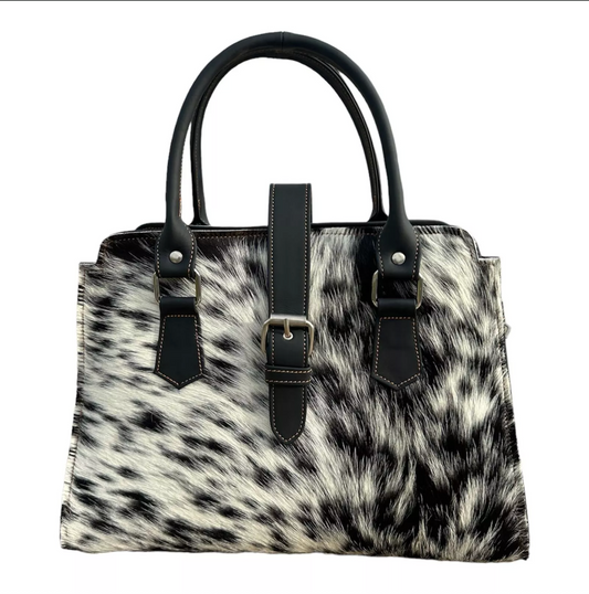 Hair On Cowhide Handbag Black White