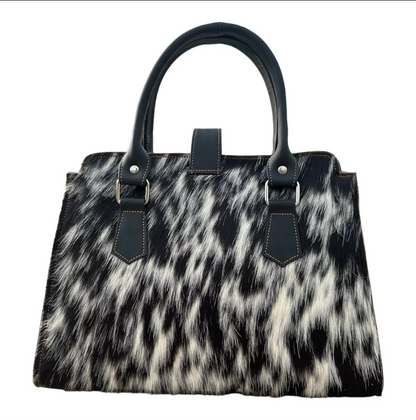 Hair On Cowhide Handbag Black White