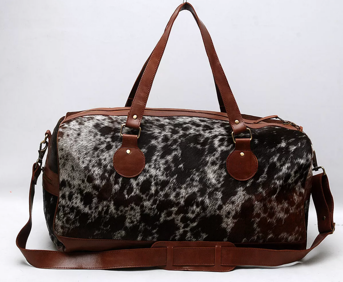 Cowhide Fur Travel Luggage Duffle Bag