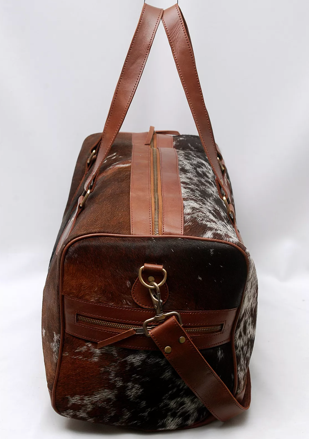 Cowhide Fur Travel Luggage Duffle Bag