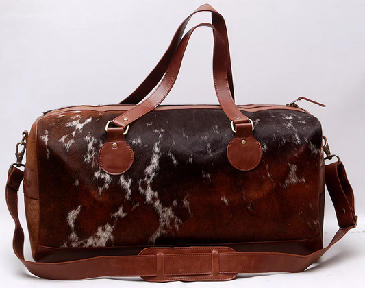 Overnight Dark Chestnut Cowhide Duffle