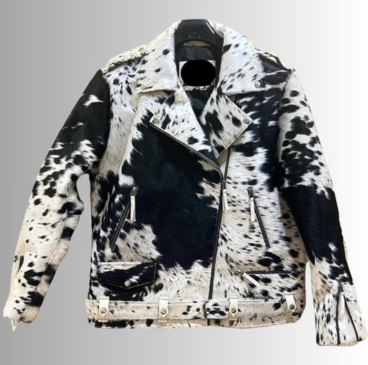 Cow Skin Jacket Black White