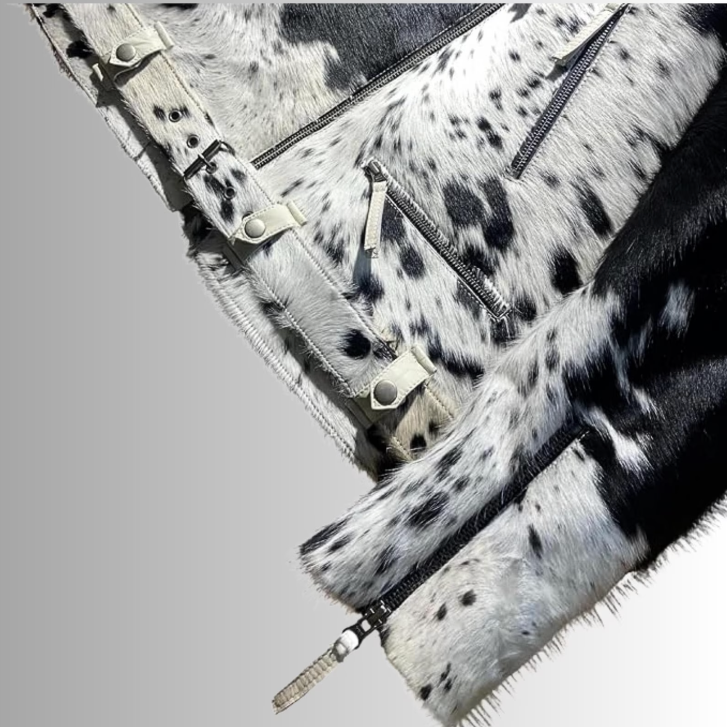 Cow Skin Jacket Black White