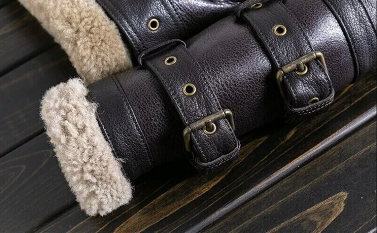 Women's Shearling Fur Real Leather Jacket Coat