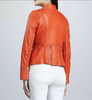 Orange Leather Jacket Women Biker Jacket