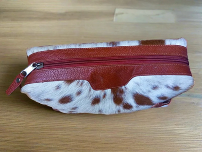 Cowhide Cosmetic Travel Organizer Toiletry Bag