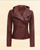 Women's Brown Hooded Leather Jacket