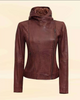 Women's Brown Hooded Leather Jacket