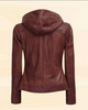 Women's Brown Hooded Leather Jacket